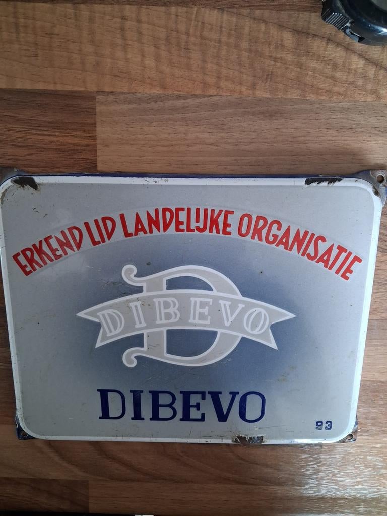 Emaille bordje Dibevo nummer 93, Ophalen of Verzenden