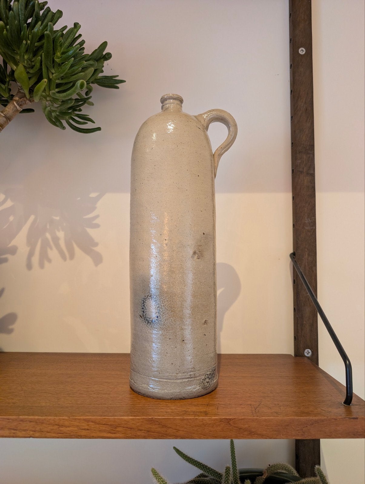 Keramieken kruik / fles met oor / beige grey greige, Ophalen of Verzenden