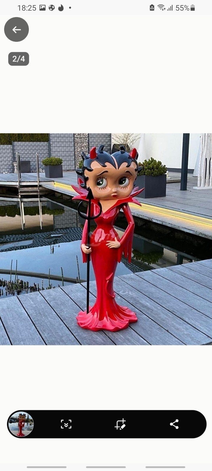 Grote Betty Boop Duivel Beeld - Uniek Decoratiestuk, Antiek en Kunst, Ophalen, Weerbestendig, Rood, Kunststof