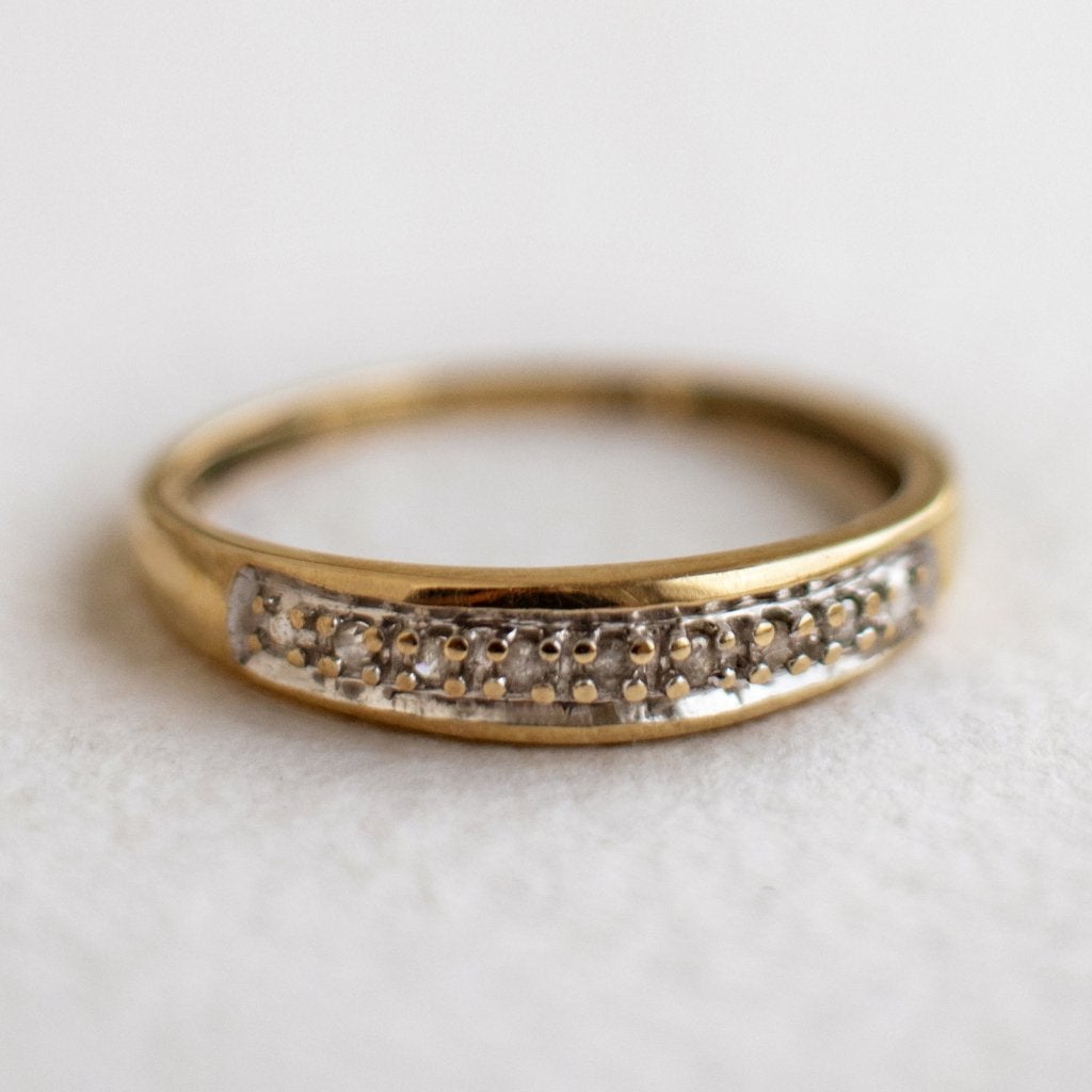 * Vintage 9ct goud h. eternity ring met diamanten maat 17,5, Ophalen of Verzenden, Zo goed als nieuw, 17 tot 18, Met edelsteen