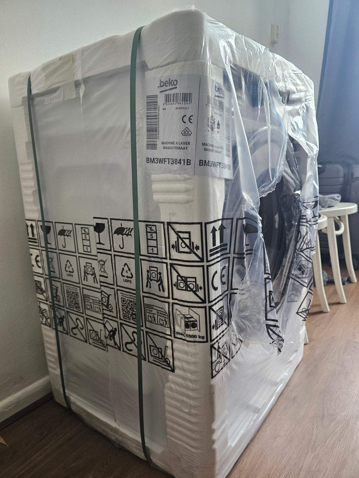 Nieuwe Beko Wasmachine BM3WFT3841B - Ongeopend!, Witgoed en Apparatuur, Wasmachines, Ophalen, 1200 tot 1600 toeren, 8 tot 10 kg