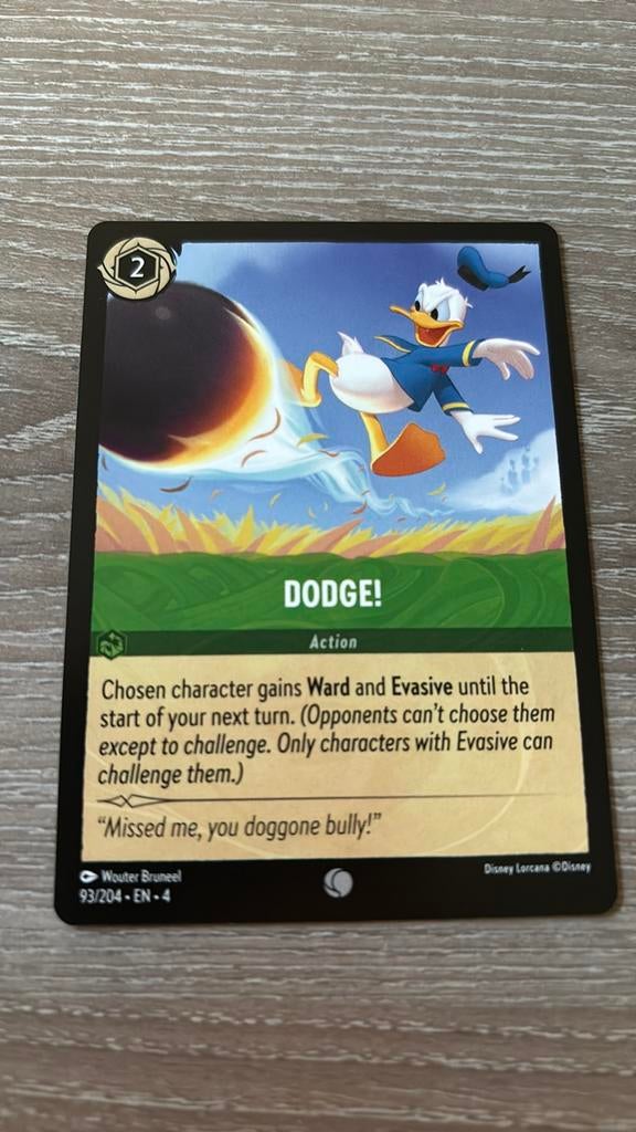 Disney Lorcana Dodge! Donald Duck 93-204 4URS nonfoil, Ophalen of Verzenden, Zo goed als nieuw, Losse kaart