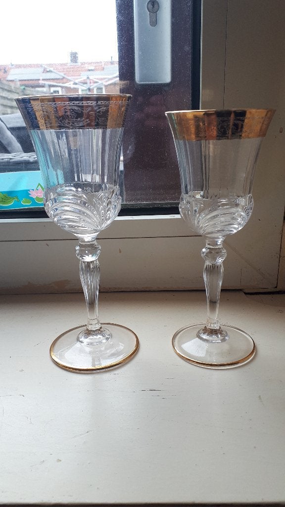 2 Stuks Vintage Glazen Koninklijk kristal bergglas Aurea, Ophalen