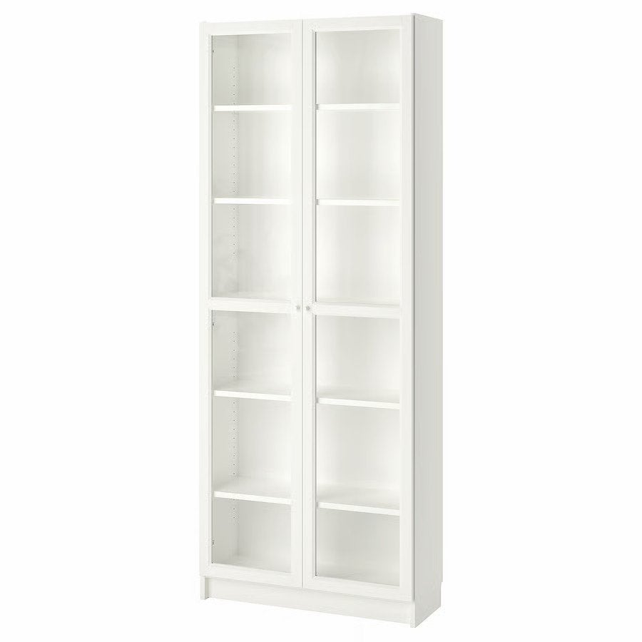 Witte IKEA Billy / Oxberg boekenkast met deuren 80x30x202, Ophalen, 200 cm of meer, 50 tot 100 cm, 25 tot 50 cm