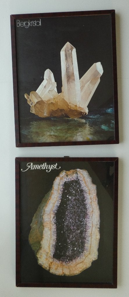 2 x ingelijste poster Amethist en Bergkristal ; Amethyst, Met lijst, A4 of kleiner, Ophalen of Verzenden, Dier of Natuur
