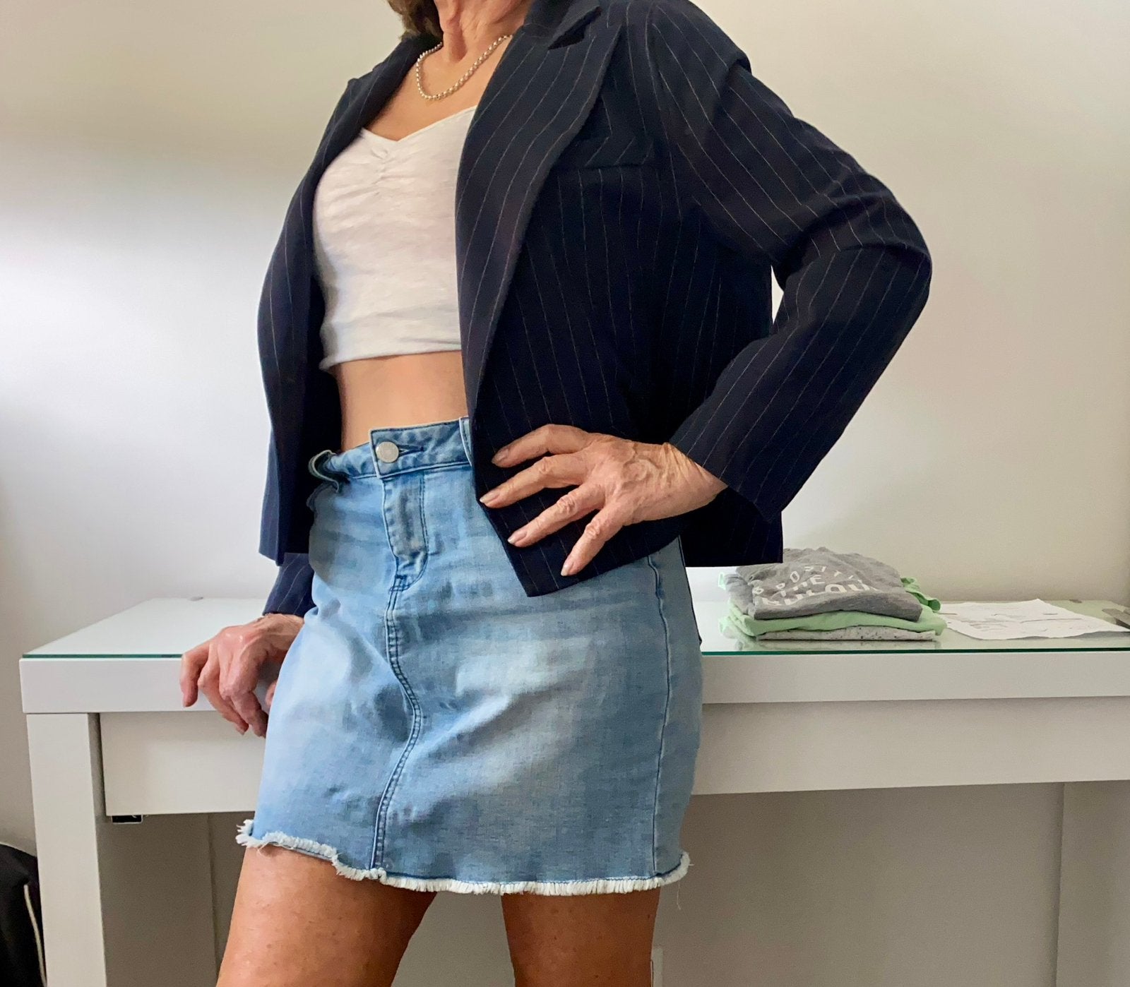 Kort cropped jasje Olivia & Kate maat S/M, Ophalen of Verzenden, Zo goed als nieuw, Blauw