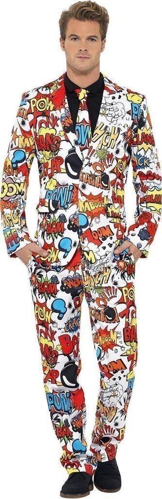 OppoSuits en Smiffys Kostuums - Comic Strip Maat XL, Ophalen of Verzenden, Nieuw, Maat 56/58 (XL), Wit