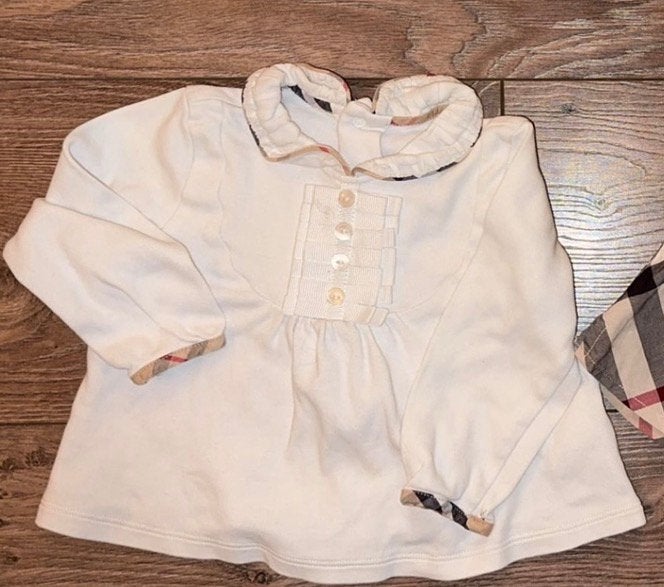 Burberry baby blouse wit met ruitkraag – maat 68, Ophalen of Verzenden, Jongetje of Meisje, Overhemdje of Bloesje