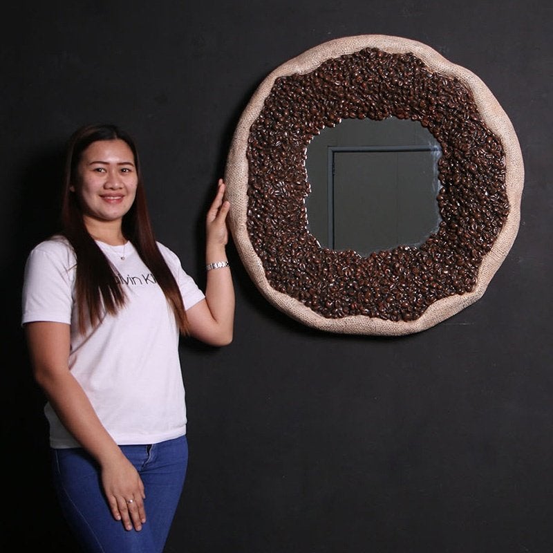 Coffee Bean Mirror – Koffie spiegel Diameter 76 cm, Ophalen, HorecaBeelden, Nieuw, Minder dan 100 cm