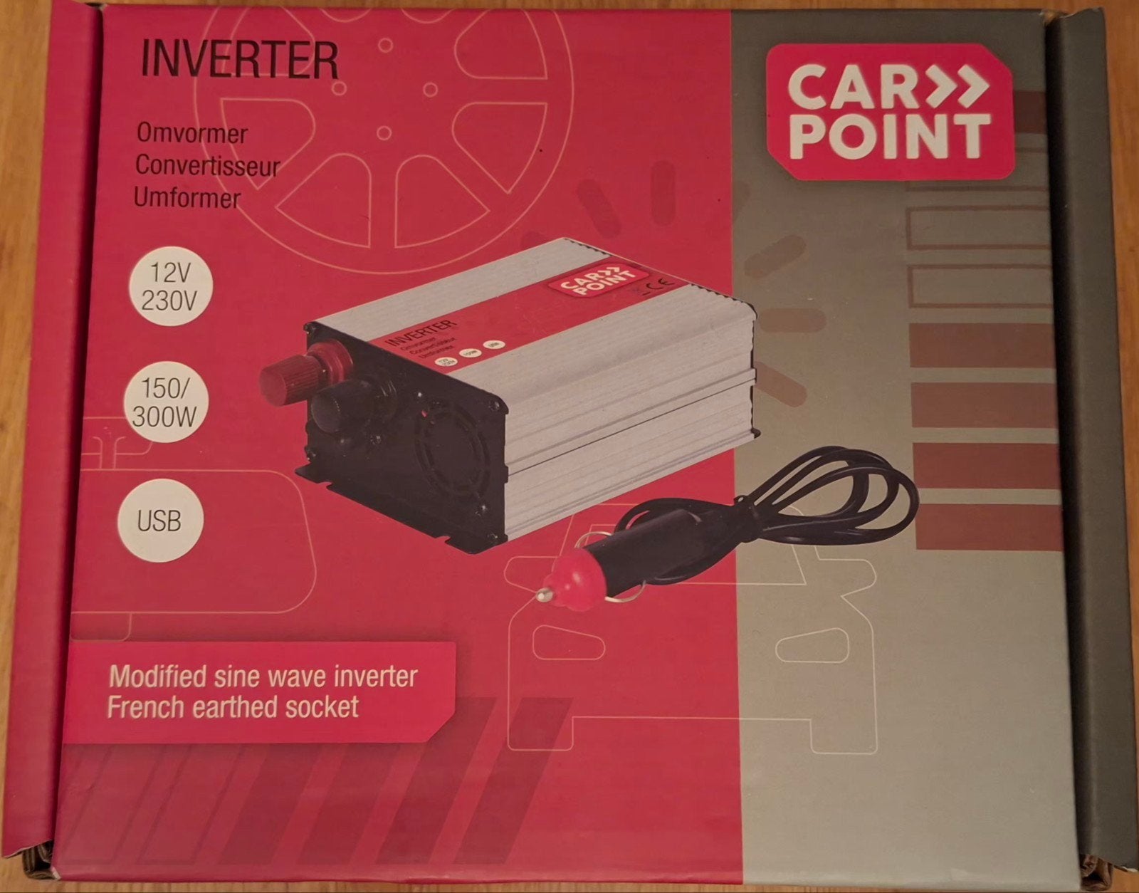 CAR POINT Omvormer 12V naar 230V, 150/300W met USB, Ophalen of Verzenden