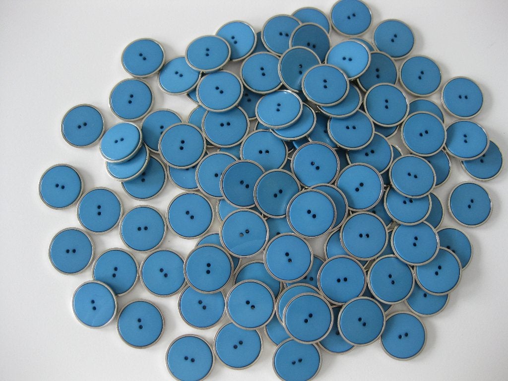 Knoop / Knopen chroom/turquoise aqua blauw 104 stuks 2,5 cm, Hobby en Vrije tijd, Naaien en Fournituren, Ophalen of Verzenden