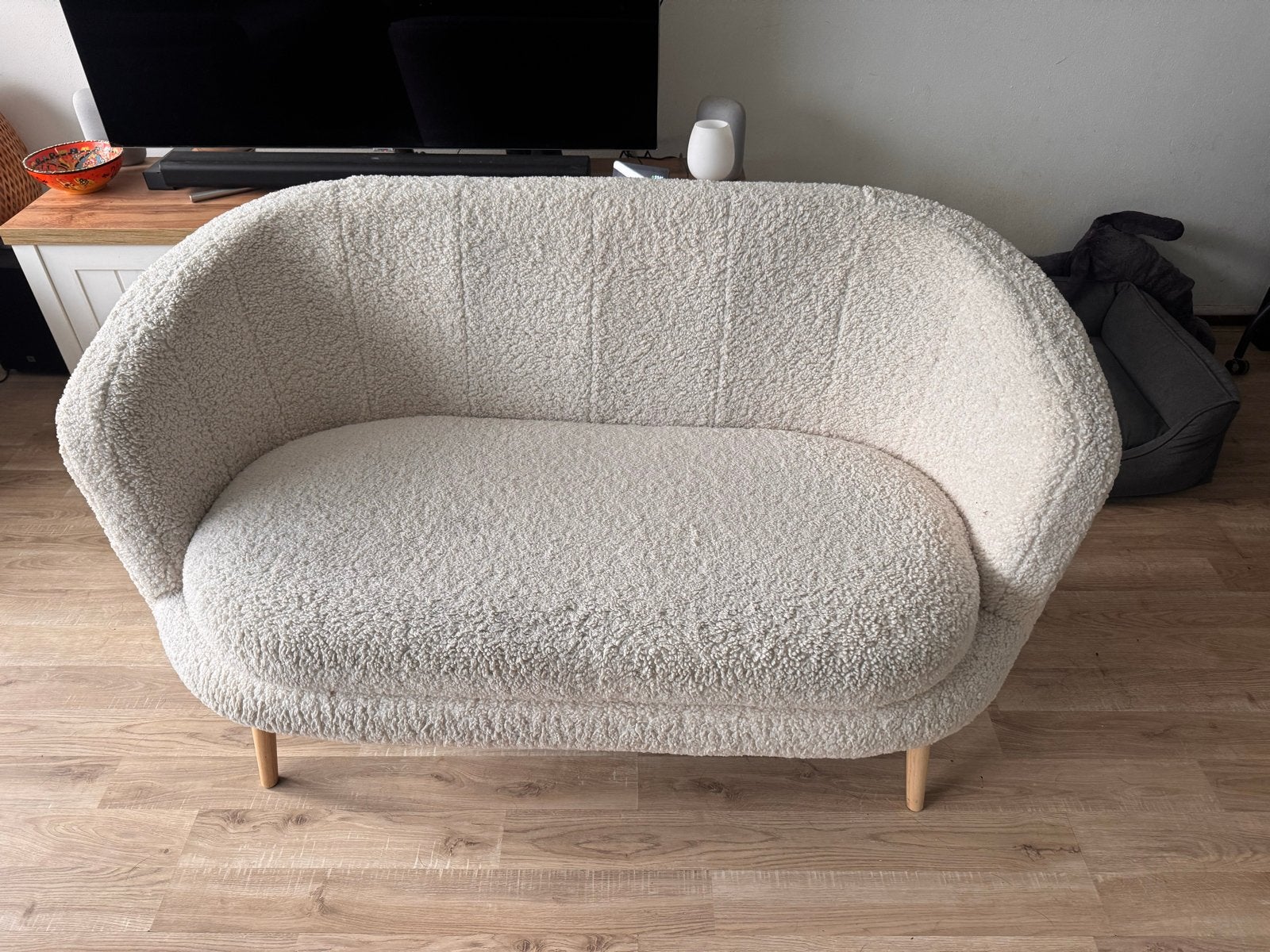 JYSK gistrup 2-zitsbank teddystof (oude variant glostrup), Ophalen, Gebruikt, Tweepersoons, 75 tot 100 cm