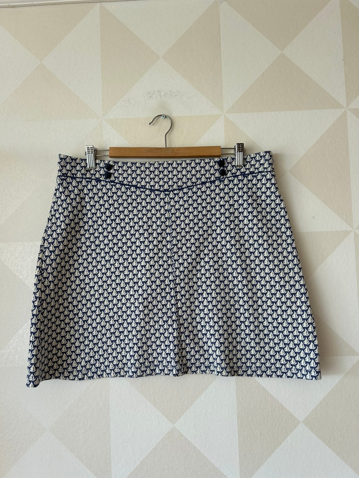 King Louie V Front Skirt rok boot wit blauw L/40 zgan, Blauw, Maat 42/44 (L), Ophalen of Verzenden, Zo goed als nieuw