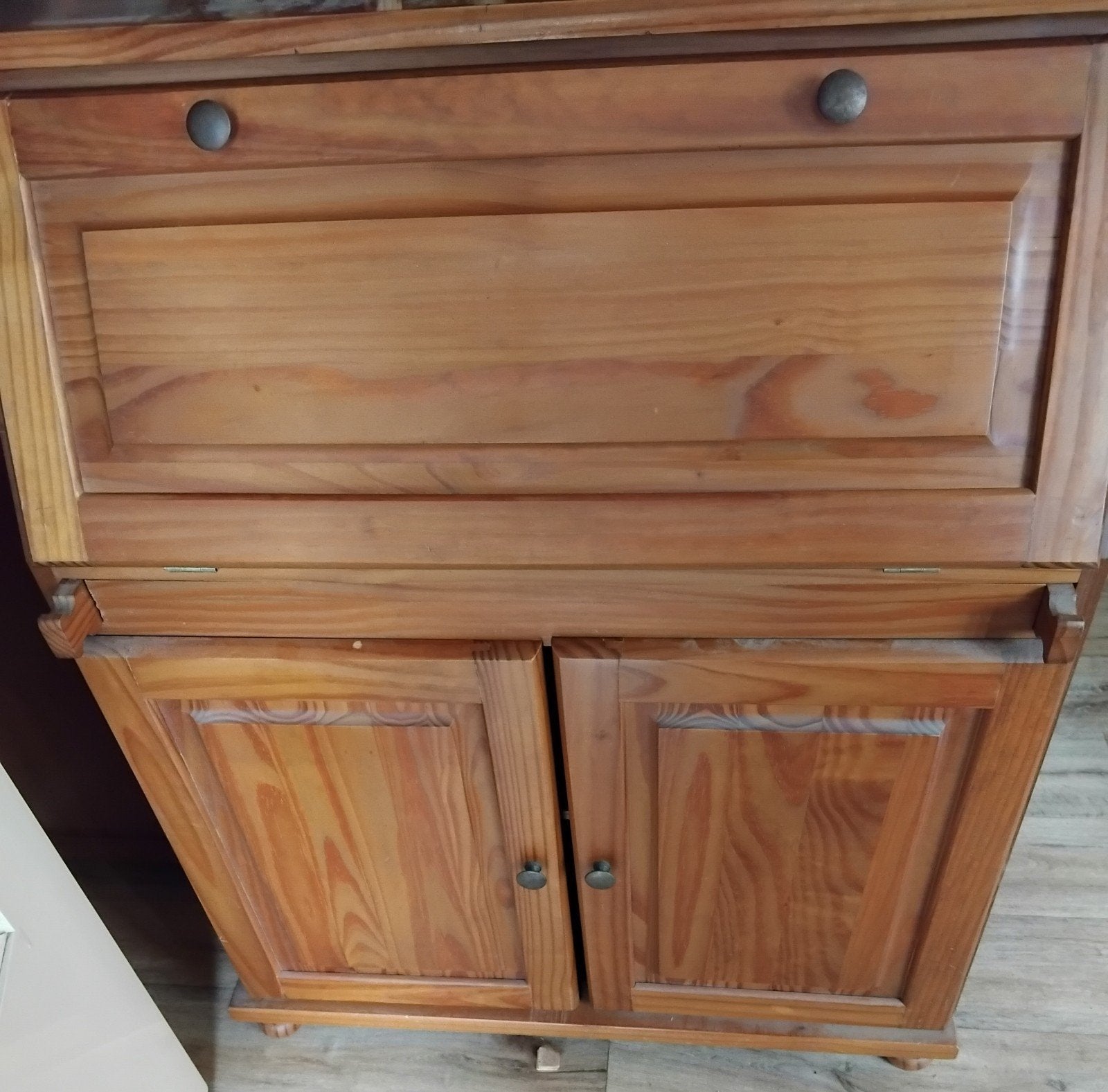Vintage houten secretaire met opbergruimte, Ophalen