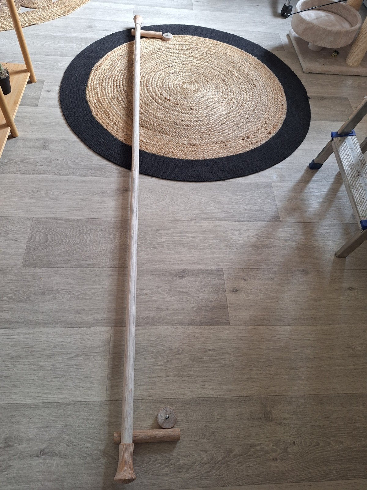 Houten gordijnroede FSC ruw ceruse, Ophalen, Wit, Hout