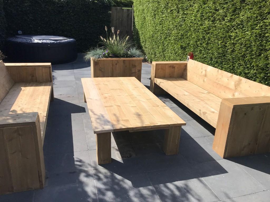 Oud steigerhouten tuinmeubelen nieuw op maat gemaakt, Tuin en Terras, Tuinsets en Loungesets, Meer dan 8 zitplaatsen, Steigerhout