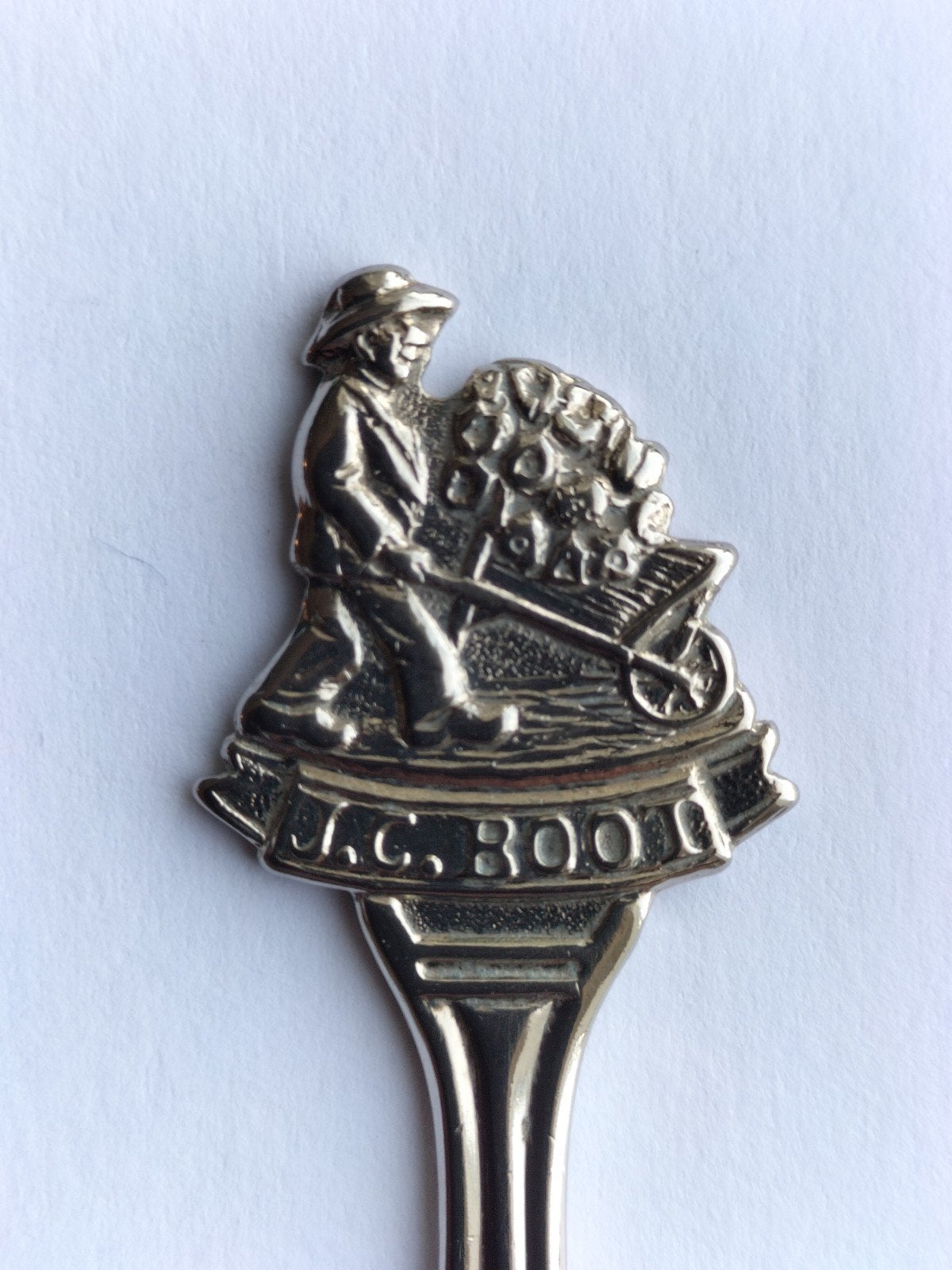 Lepeltje J.C. Boot Hillegom bloembollen kwekerij verzilverd, Antiek en Kunst, Ophalen of Verzenden