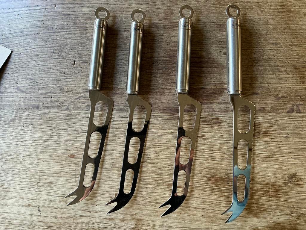 Rösle kaasmes (4x), Ophalen of Verzenden, Zo goed als nieuw, Rvs of Chroom, Los bestek