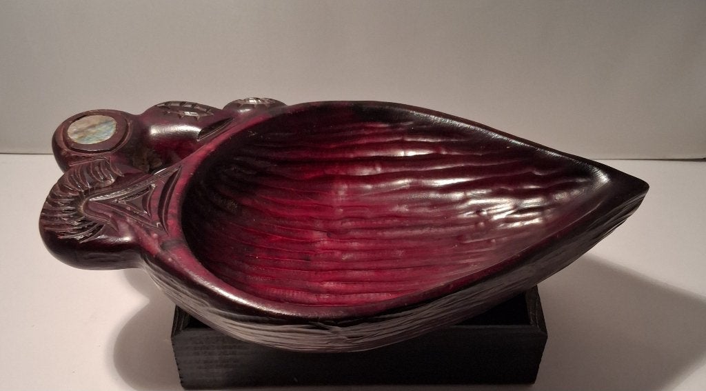 Maori Houten Schaal Kiwi "Rangatira" Rotorua 1960, Hout, 24 cm, Gesneden, Ophalen of Verzenden