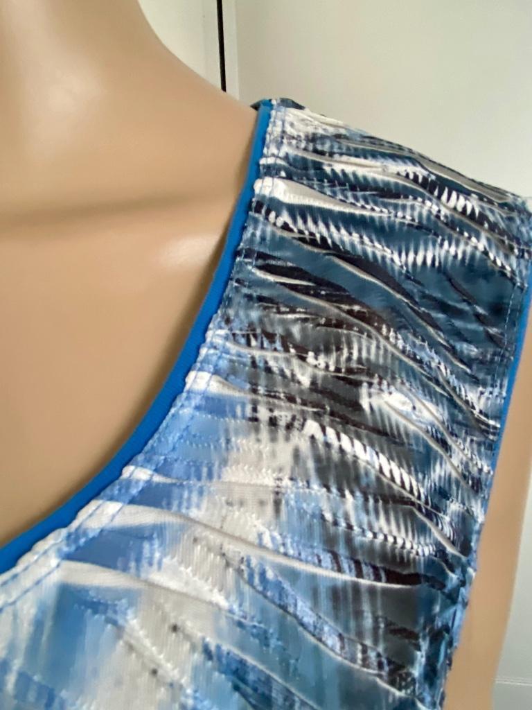 i218 Sensia maat 44=L jurk jurkje blauw/wit, Kleding | Dames, Blauw, Maat 42/44 (L), Zo goed als nieuw, Onder de knie