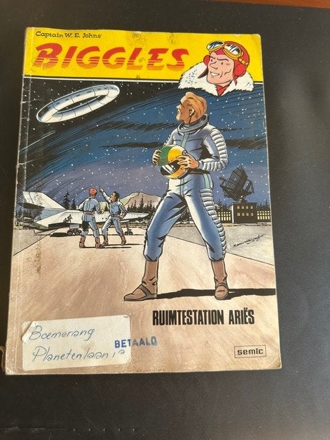 Biggles : Ruimtestion Aries Semic Press stripboek, Gelezen, Eén stripboek, Ophalen of Verzenden, W.E Johns/ Bjorn Karlstrom