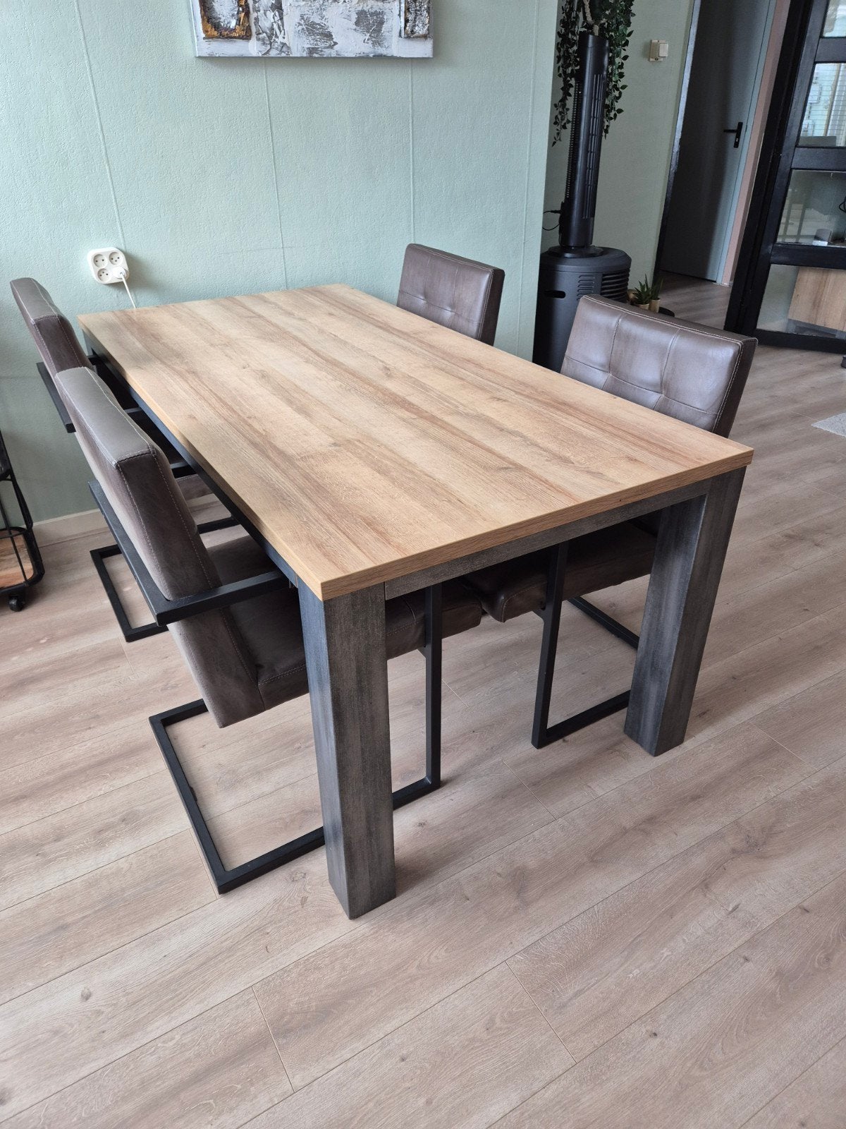 tafel 180x90 met stoelen, Ophalen, 50 tot 100 cm, Zo goed als nieuw, 150 tot 200 cm