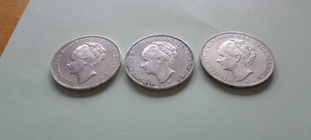 3 mooie Wilhelmina rijksdaalders, Zilver, Koningin Wilhelmina, 2½ gulden, Verzenden