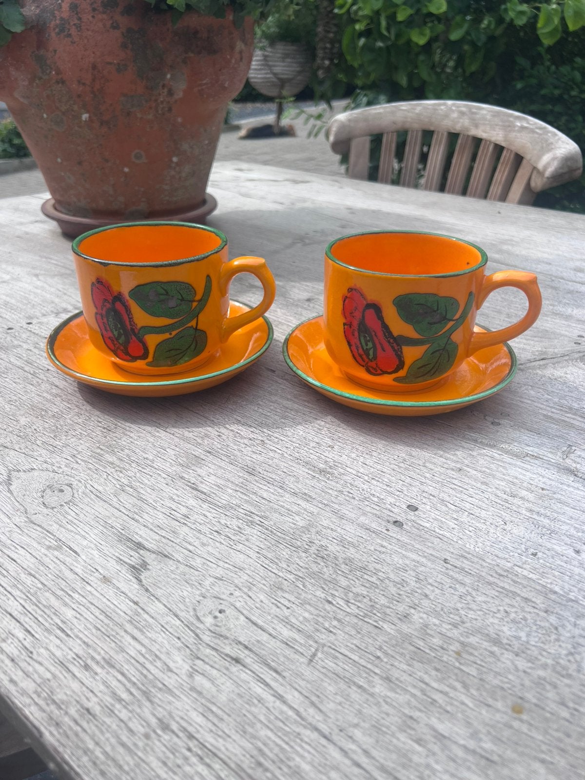 Sell am Harmsbach Mohn oranje soepkommen met schotel., Ophalen