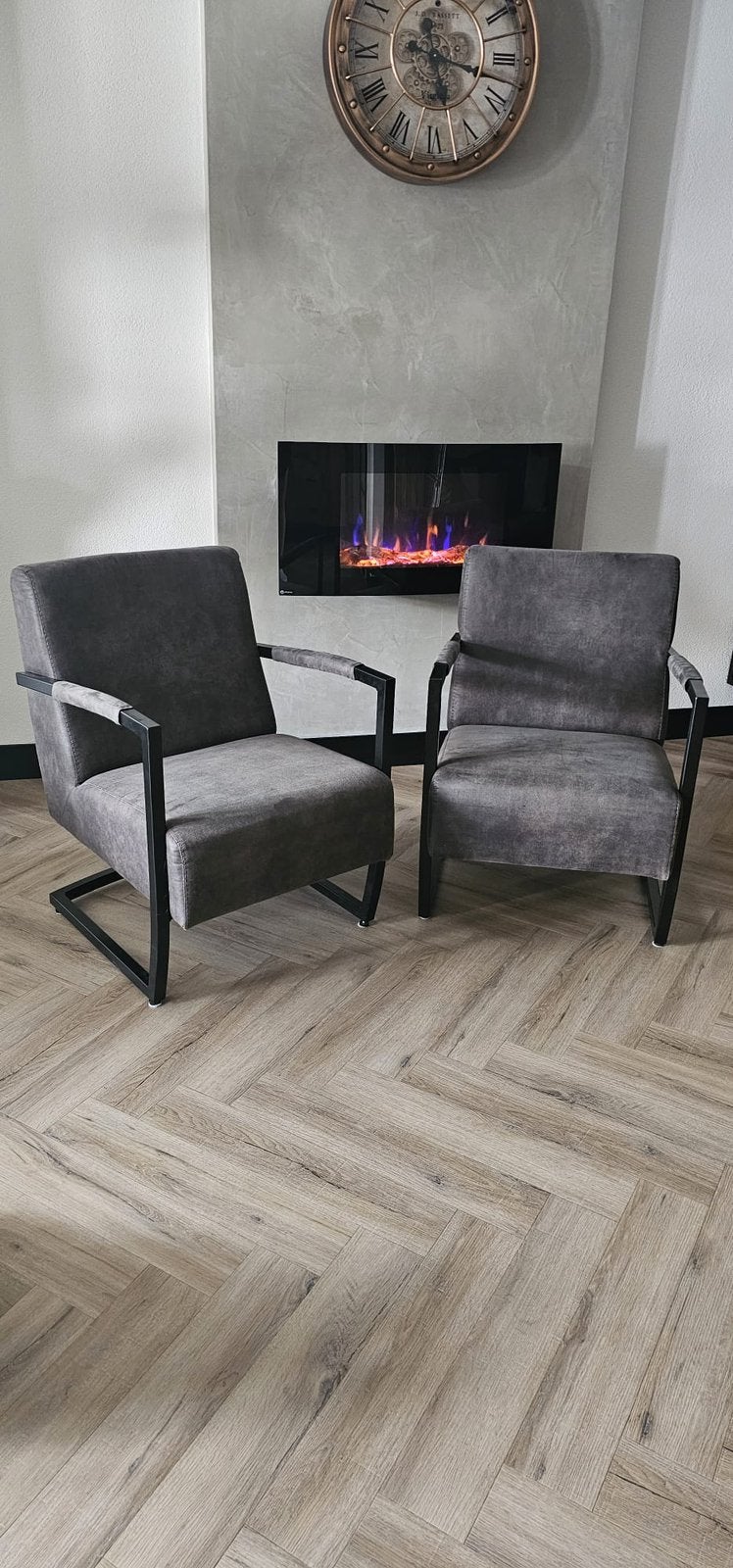 2x Industriële Fauteuils Pronto Wonen – Zo goed als nieuw, Huis en Inrichting, Fauteuils, Ophalen, Zo goed als nieuw, 75 tot 100 cm