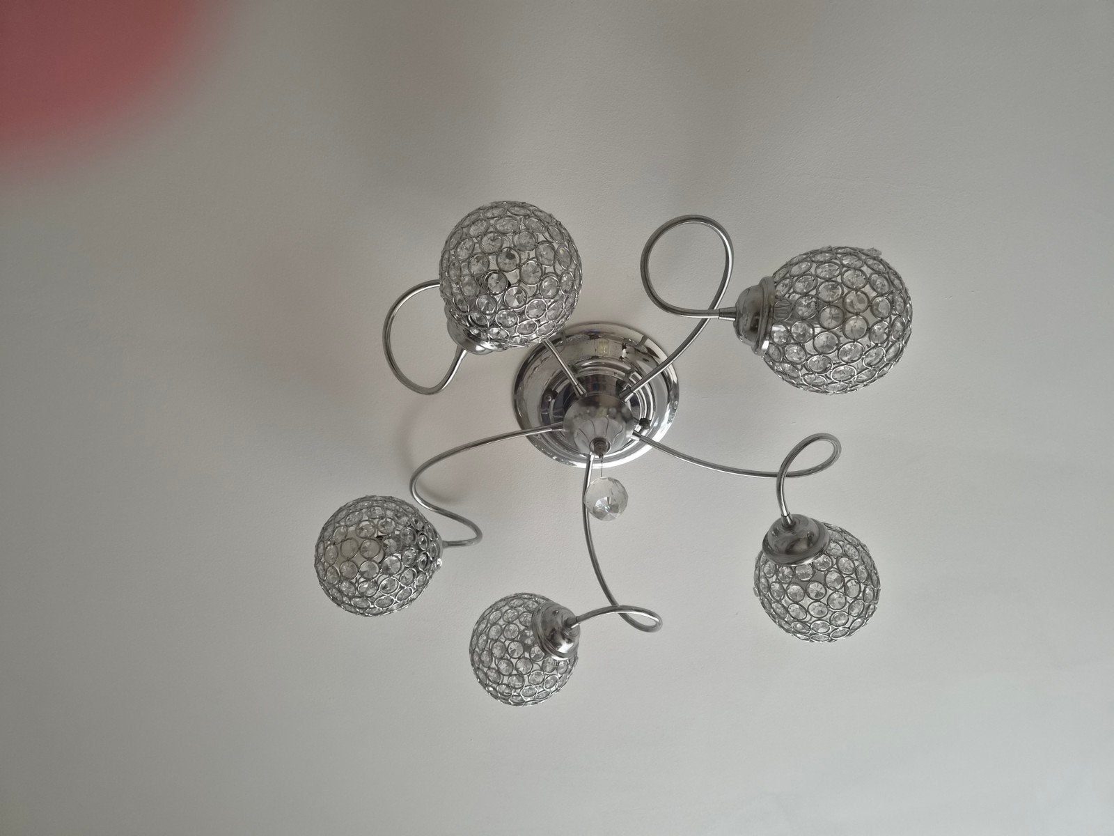 2x zie foto's, Moderne kristallen hanglampen en plafondlamp, Ophalen of Verzenden, Zo goed als nieuw, Glas, Modern, Glamour