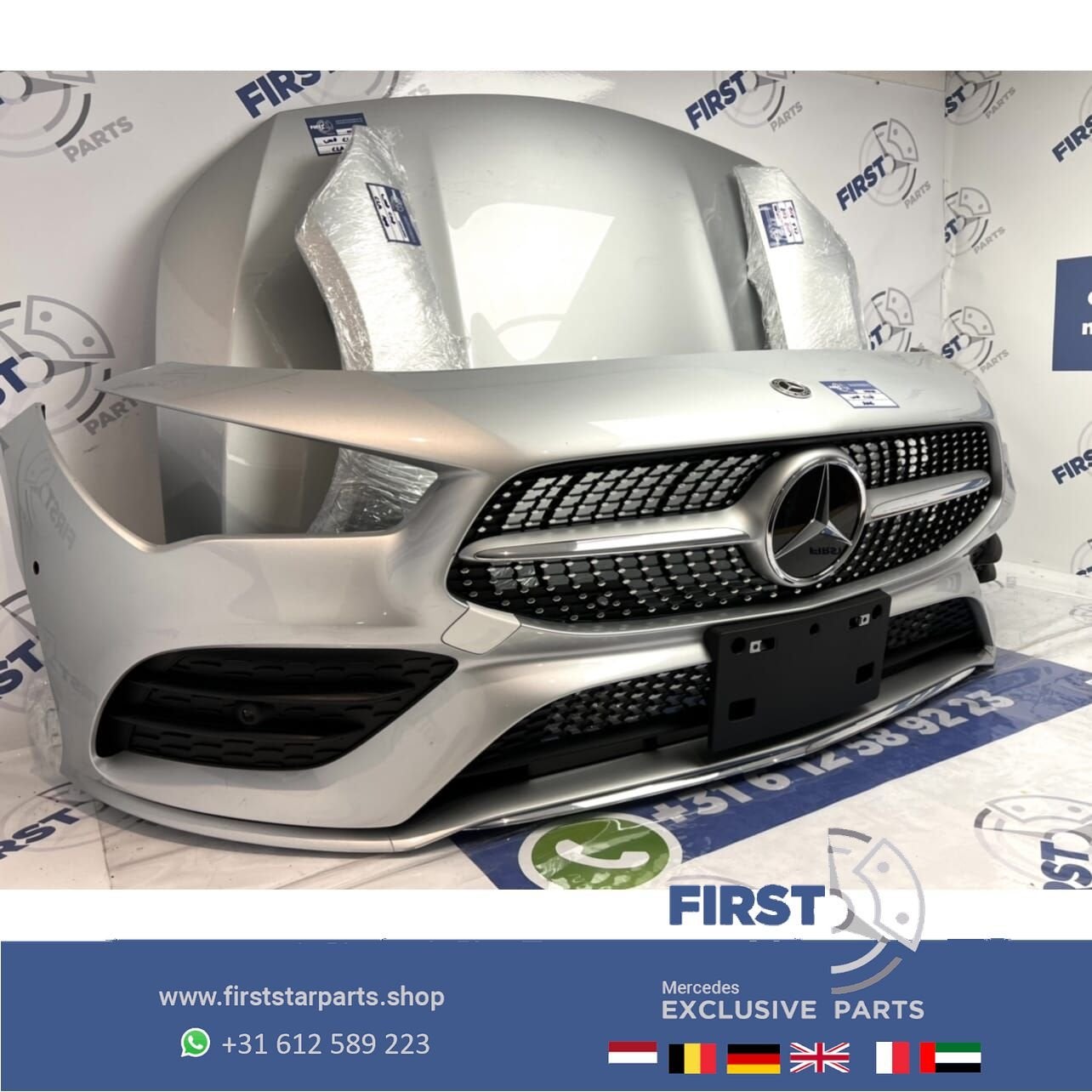 W118 C118 CLA AMG LINE VOORKOP ZILVERGRIJS origineel Mercede, Gebruikt, -, Voor, Ophalen of Verzenden
