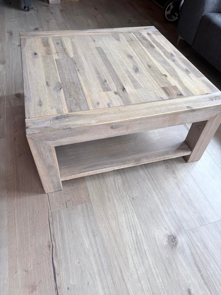 Robuuste Eiken Salontafel 90x90x42 cm, Ophalen, Gebruikt, 50 tot 100 cm, Minder dan 50 cm
