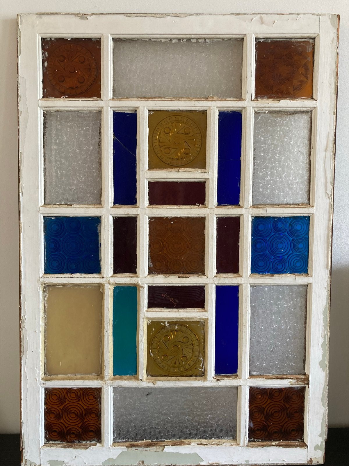 Antiek Amerikaans Glas-in-lood Raam (Queen Anne, 1880), Antiek en Kunst, Ophalen