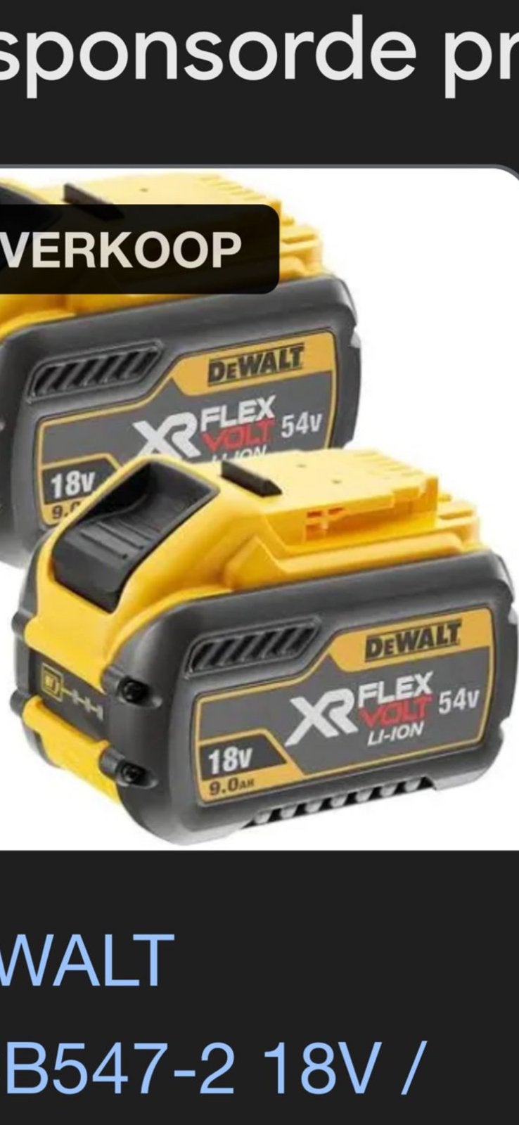 De walt flexvolt accu 9ah, Ophalen, Zo goed als nieuw