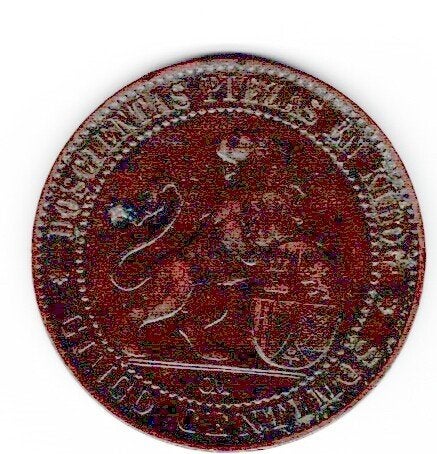 23-2057 Spanje 5 centimos 1870, Ophalen of Verzenden, Overige landen, Losse munt