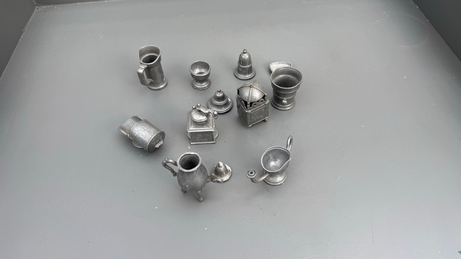 Miniatuur tinnen keukengerei set - Vintage, Ophalen of Verzenden