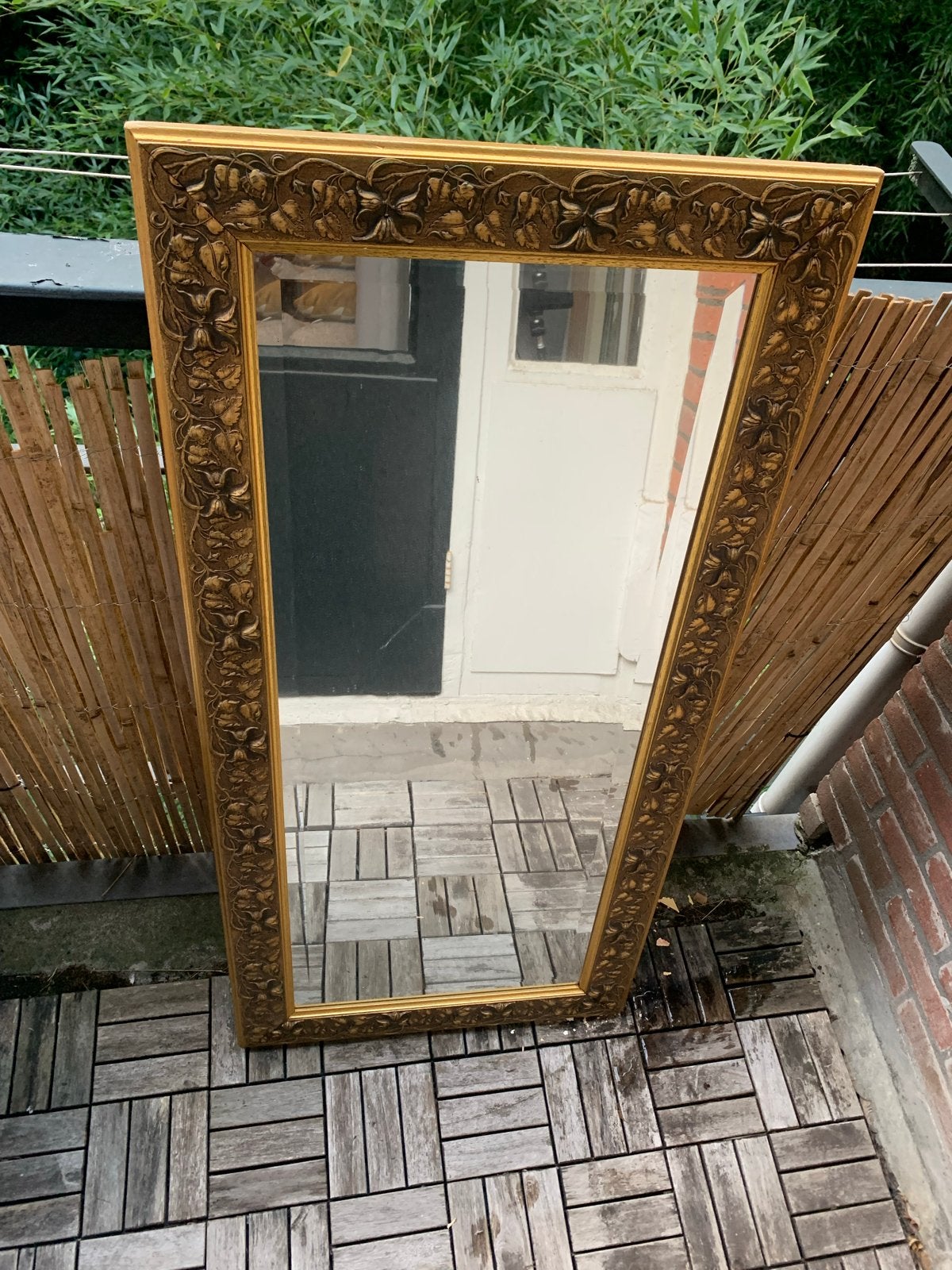 2 spiegels met gouden lijst, Huis en Inrichting, Ophalen, Gebruikt, 100 tot 150 cm, Rechthoekig