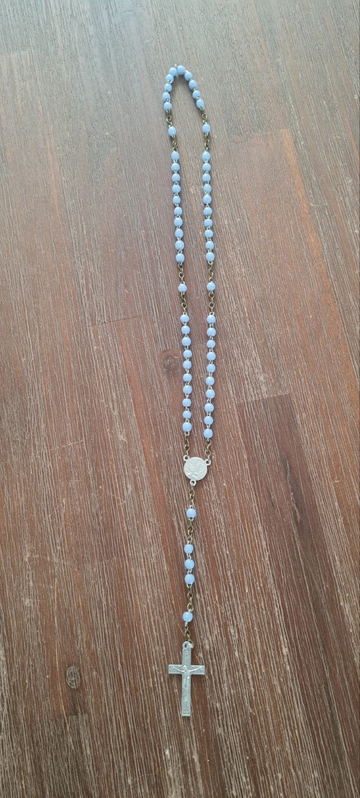 Rozenkrans met blauwe kralen en Lourdes kruisje, Ophalen of Verzenden