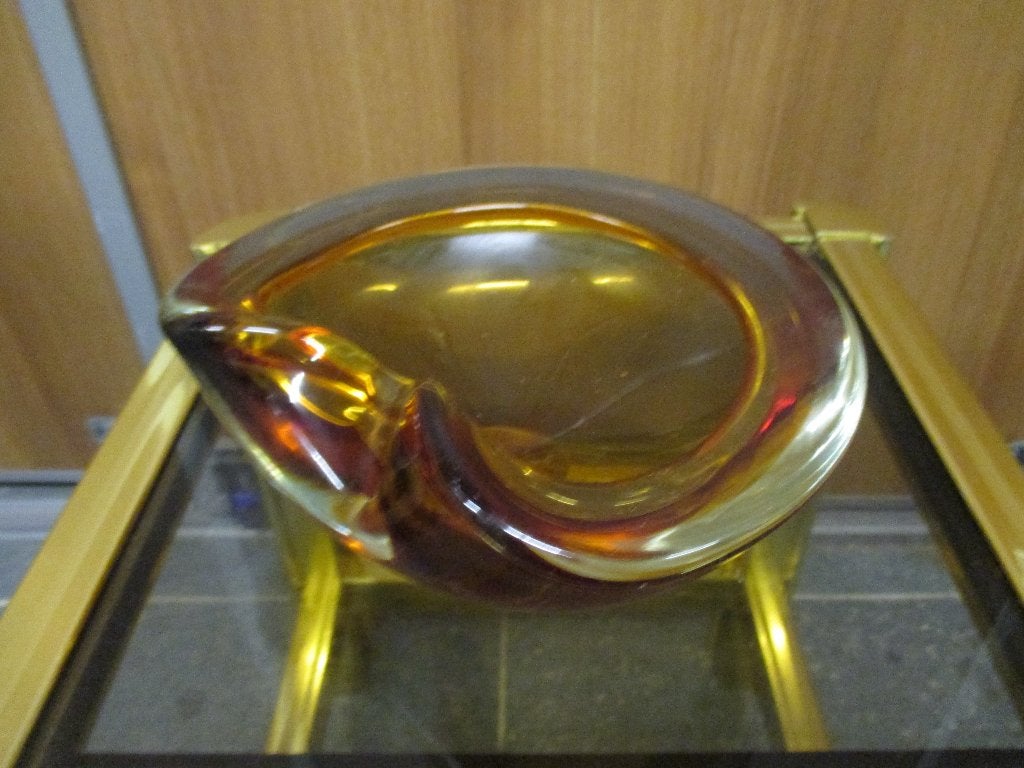 asbak bruin glas jaren 70 design 20 cm retro, ?, Zo goed als nieuw, Asbak, ?