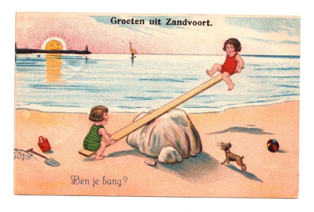 Antieke Ansichtkaart Groeten Uit Zandvoort Wip, Ophalen of Verzenden, 1920 tot 1940, Gelopen, Kinderen