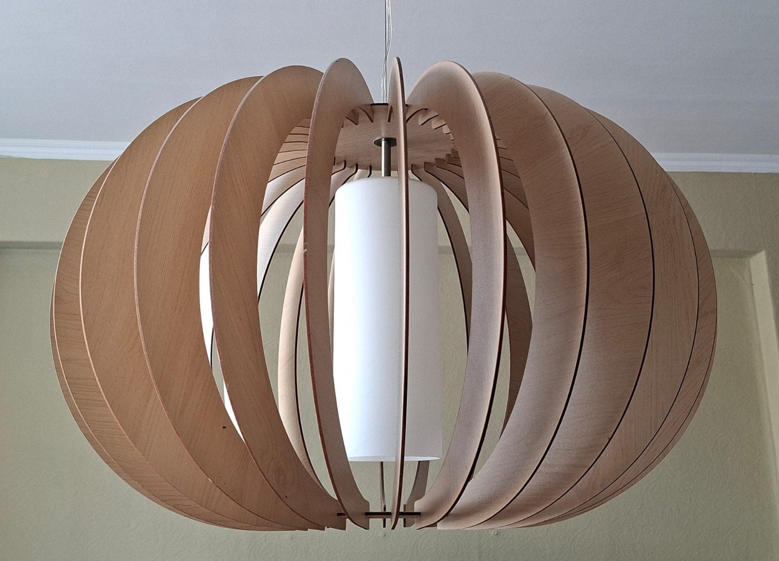 2x IKEA Rotvik hanglamp, 70cm, incl. lampen met AB, Ophalen of Verzenden, Zo goed als nieuw, Hout, Modern, Scandinavisch