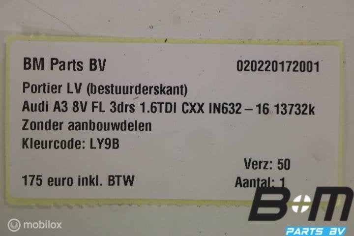 Portier LV Audi A3 8V 3drs LY9B 8V3831051B, Gebruikt