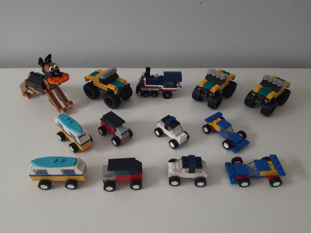 7 Lego setjes met 11 kleine autootjes, locomotief en hond, Kinderen en Baby's, Speelgoed | Duplo en Lego, Gebruikt, Compleet, Lego