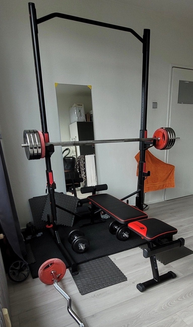 Halter stang bank barbell schijven bench buikspier, Ophalen, Gebruikt, Armen, Overige typen