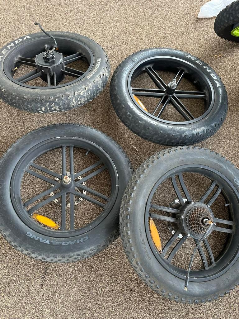 Fatbike wielen met motor en cassette - 48V 750W, Fietsen en Brommers, Fietsonderdelen, Wiel, Gebruikt, Ophalen of Verzenden, Fatbike