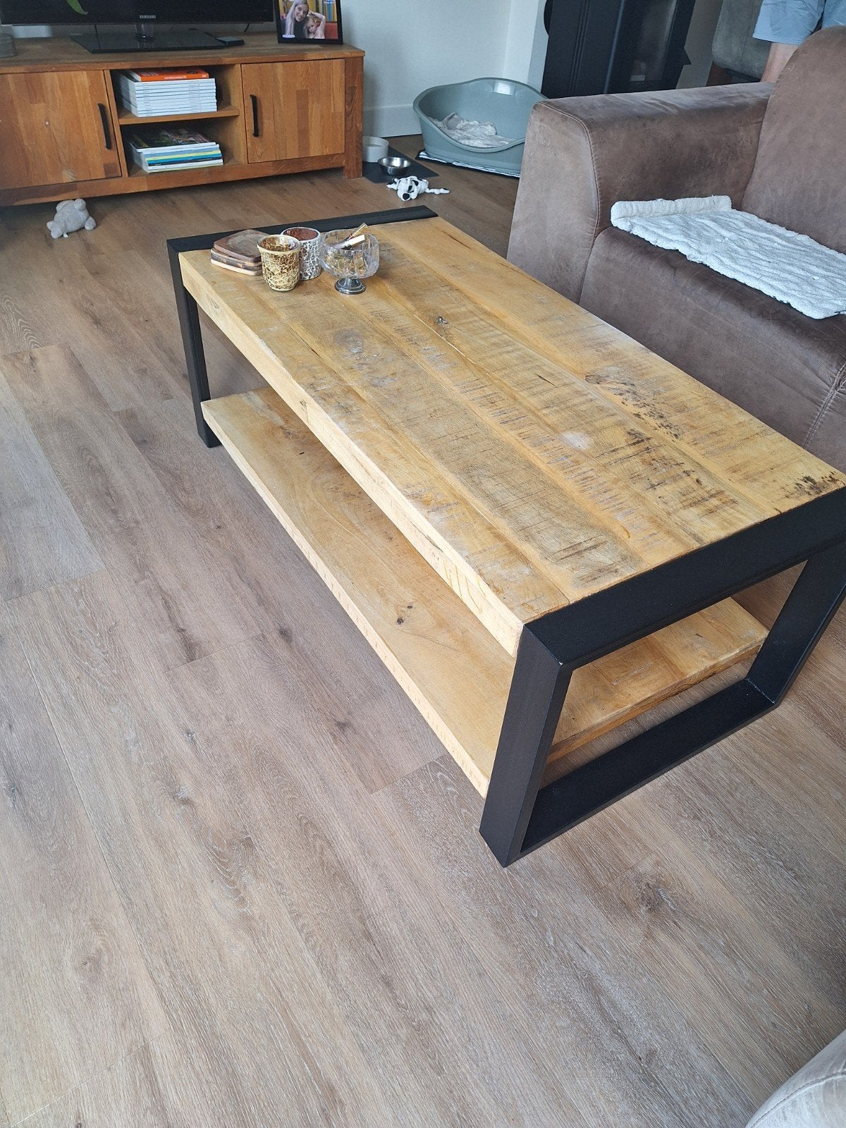 Industriële salontafel Narbonne - 124x60x44,5 cm, Ophalen