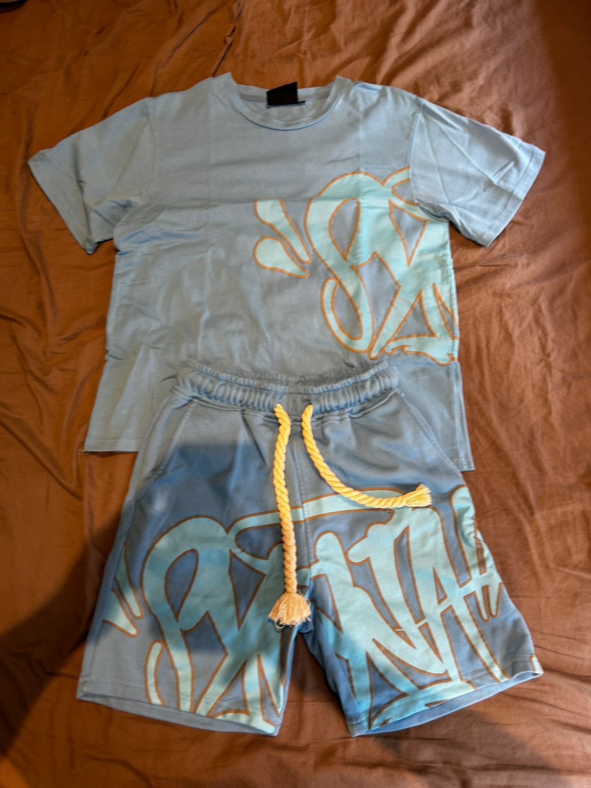 Syna wrld zomer setje, Kleding | Heren, T-shirts, Zo goed als nieuw, Maat 46 (S) of kleiner, Verzenden, Blauw