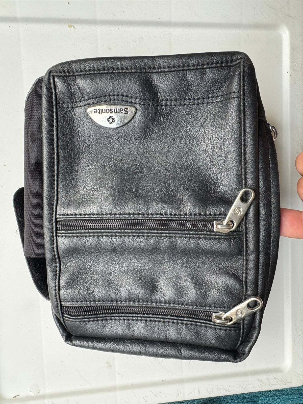 Samsonite Schoudertasje - Echt Leer, Ophalen of Verzenden, Gebruikt, Zwart, Schoudertasje
