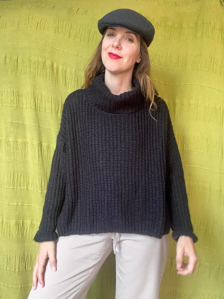 Zwarte trui / coltrui - H&M - gebreid - L/40, Kleding | Dames, Maat 38/40 (M), Hgv, Hgv, Ophalen of Verzenden
