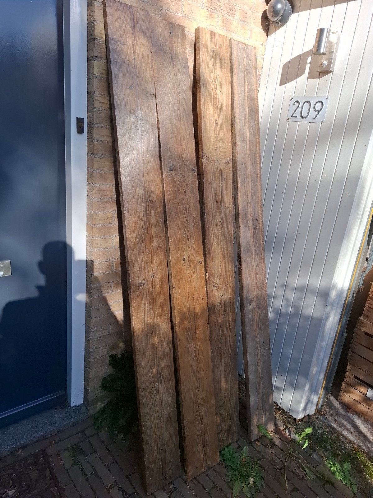 4x Houten planken 210x19x3 cm, Doe-het-zelf en Verbouw, Gebruikt, 25 tot 50 mm, Ophalen of Verzenden, 200 tot 250 cm
